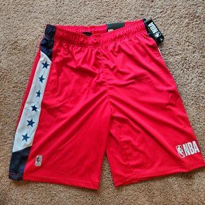 NBA Official Men's Basketball Shorts Red With Stars on Side Size Large NWT